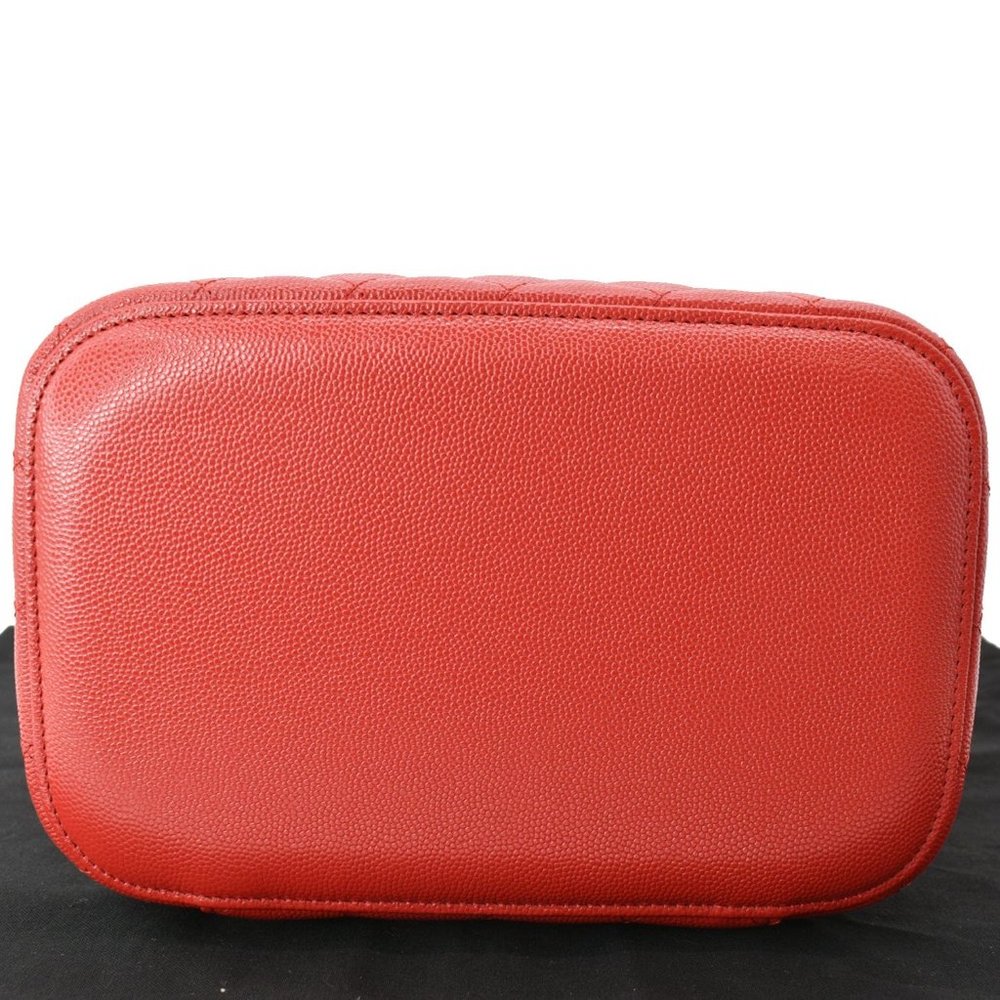 CHANEL  Vanity Caviar Leather Cosmetic Satchel Bag Red - Picture 9 of 11